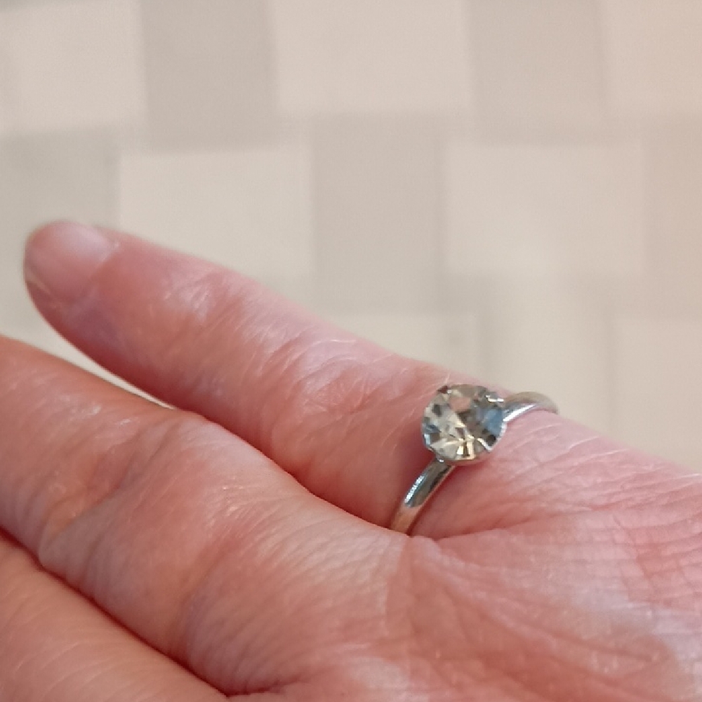 Adjustable Silver Tone Ring with Faux Diamond